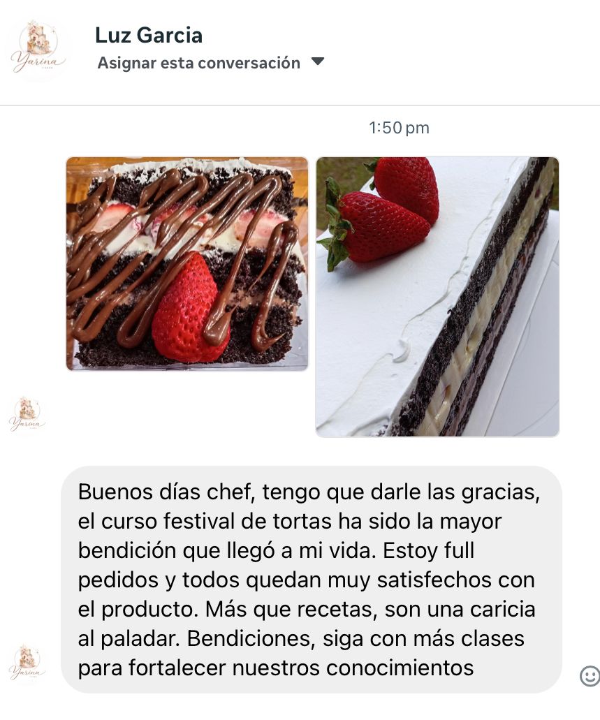 Mensaje de Luz Garcia agradeciendo el curso